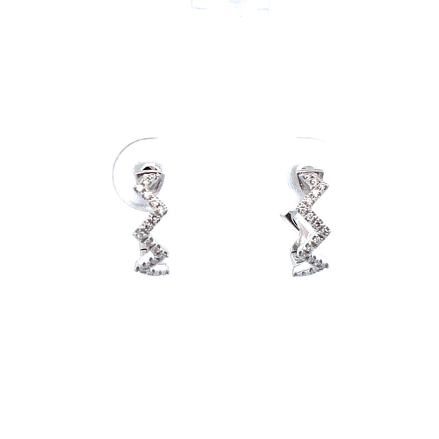 14 Karat White Gold/ Rhodium Plated Gold Diamond Earrings