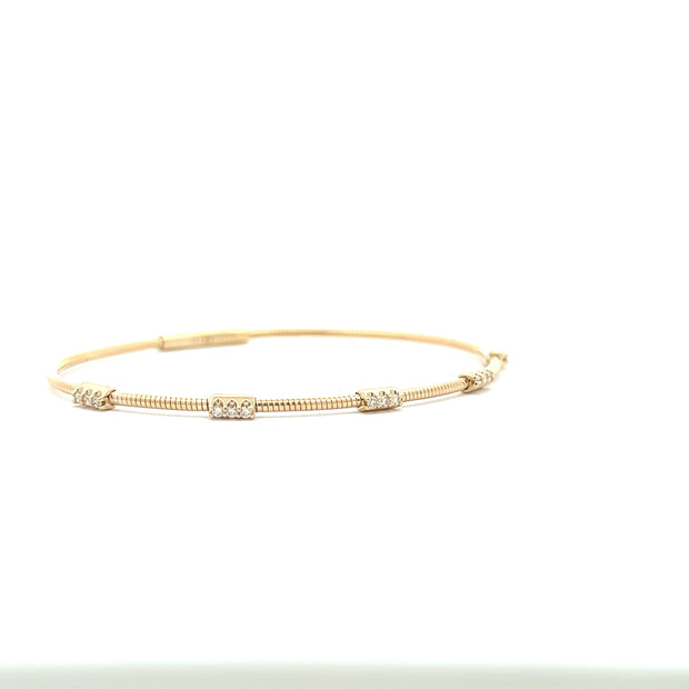 14 Karat Yellow Gold And Titanium Wire Flexible Diamond Bracelet