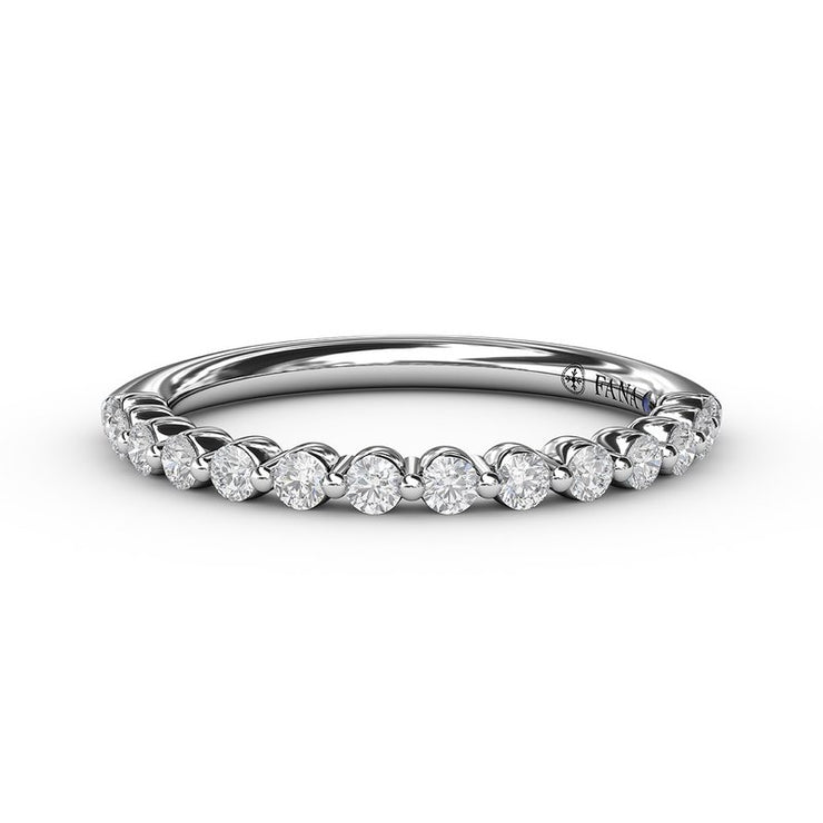 14 Karat White Gold Shared Prong Diamond Wedding Band