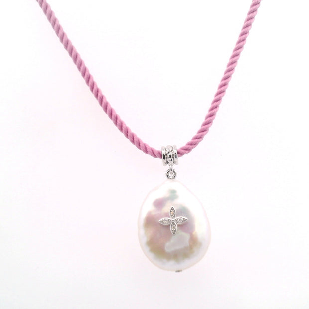 Pink Cord Pearl Necklace