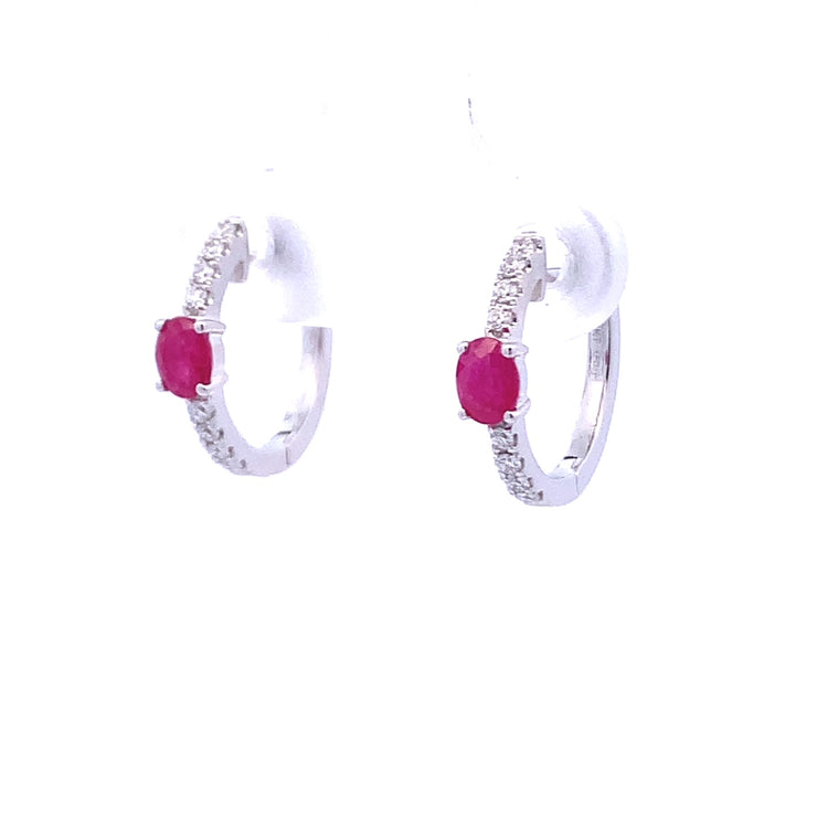 Ruby & Diamond Hoop Earrings