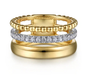 14K White-Yellow Gold Diamond Bujukan Easy Stackable Ring