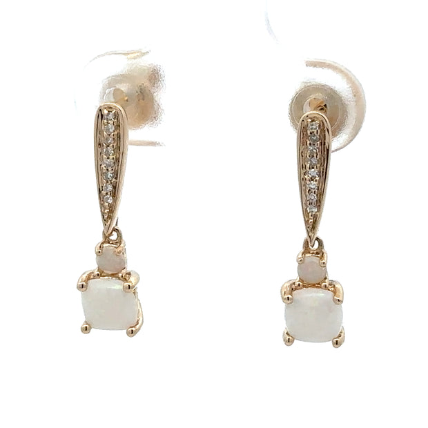 Dangle Opal & Diamond Earrings