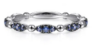 14K White Gold Cluster Sapphire and Bujukan Ball Stackable Ring