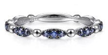 14K White Gold Cluster Sapphire and Bujukan Ball Stackable Ring
