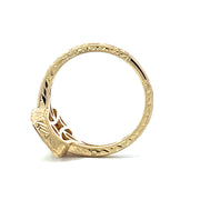 14 KT Yellow Gold Hand-Engraved Vintage Diamond Fashion Ring