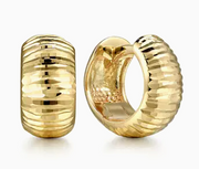 14K Yellow Gold Textured Huggie Earrings