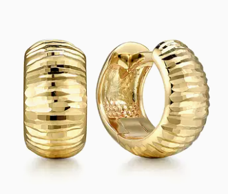 14K Yellow Gold Textured Huggie Earrings