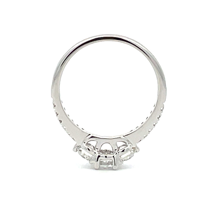 White Gold Three Stone Oval Engagement Ring