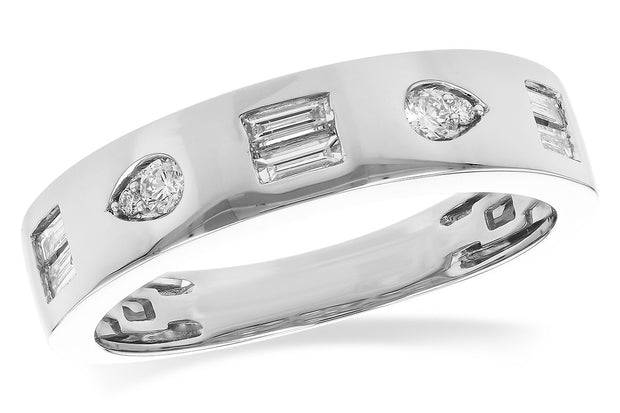14 Karat White Gold Rhodium Plated Geometric Diamond Fashion Ring
