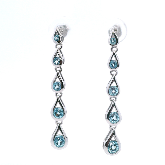 Estate Blue Topaz Pear Shape Drop Earrings