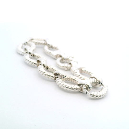 Vintage ASJ Mauritius 925 Sterling Silver Cable Cord Link Bracelet