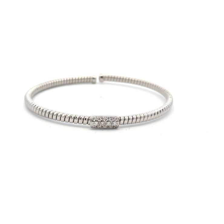 18 White Gold/Rhodium Plated Diamond Bangle Bracele