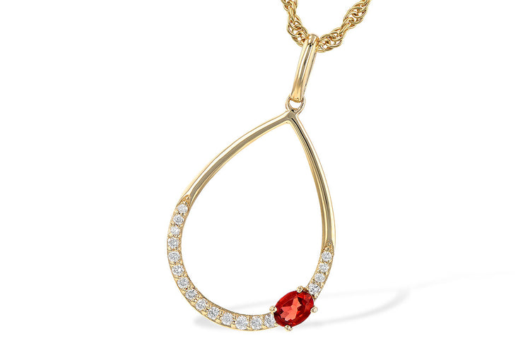 14 Karat Yellow Gold Garnet And Diamond Necklace