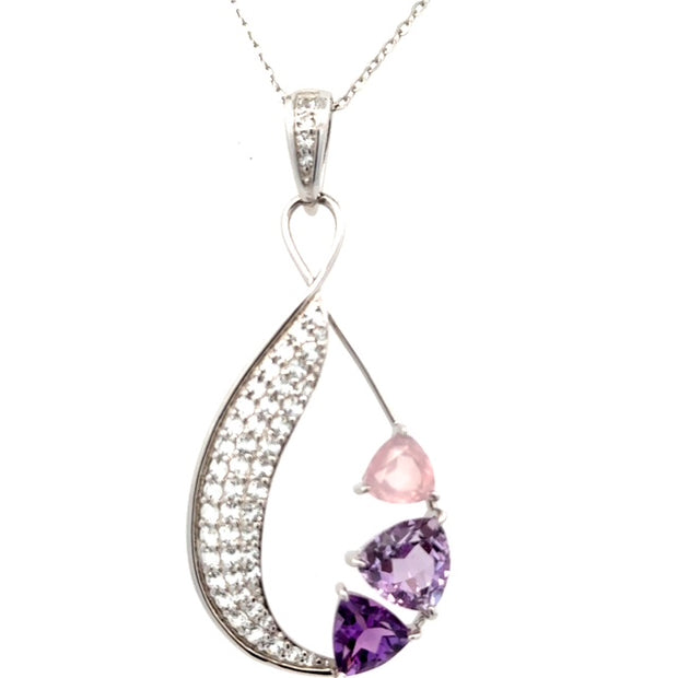 Sterling Silver Amethyst & White Topaz Necklace