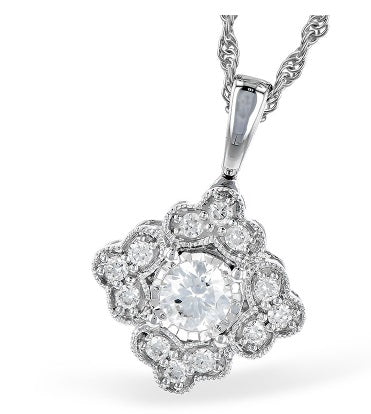 14 Karat White Diamond Pendant/Necklace | 0.25 carats total weight