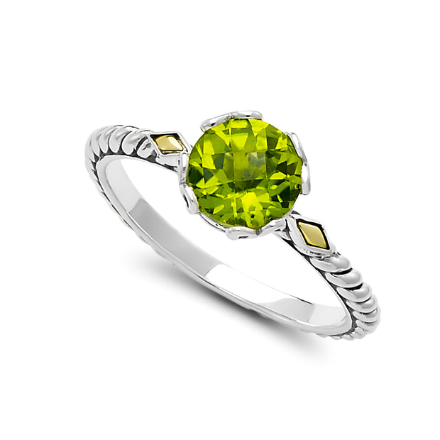 Sterling Silver And 18K Yellow Gold Two-Tone Peridot Ring