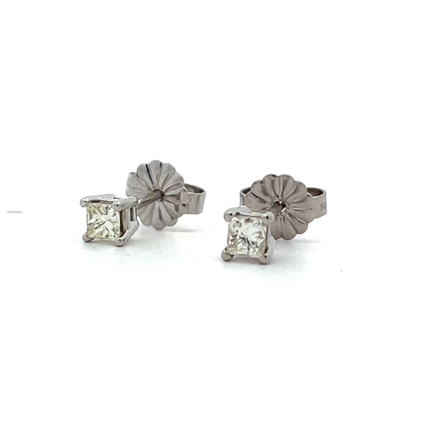 0.33tw Princess Shape Diamond Stud Earrings
