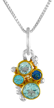 Sterling Silver And 22K Gold Vermeil Two-Tone Blue Topaz Necklace