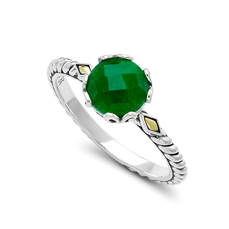 Sterling Silver And 18K Yellow Gold Two-Tone Emerald Ring