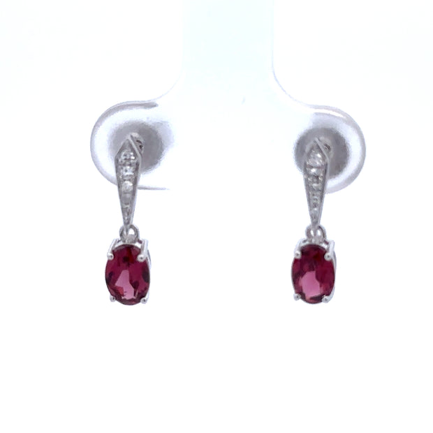 Garnet & Diamond Dangle Earrings