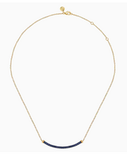 14K Yellow Gold Bujukan and Blue Sapphire Bar Necklace