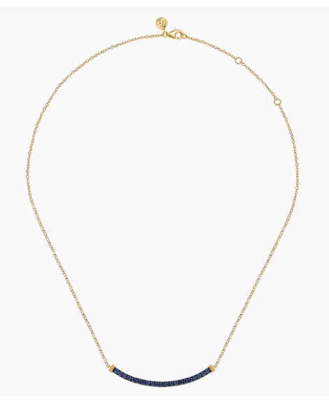 14K Yellow Gold Bujukan and Blue Sapphire Bar Necklace