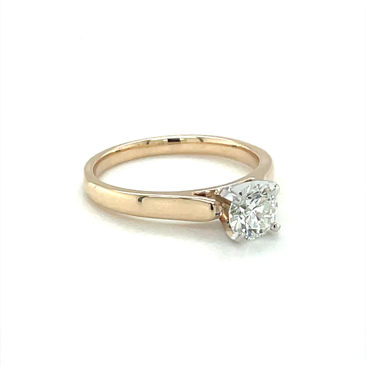 14 Karat Yellow Gold Cathederal Round Solitaire Engagement Ring