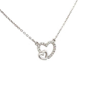 14 KT White Gold Rhodium Plated Heart Pendant/Necklace