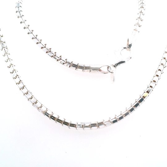 MILOR ITALY 925 Sterling Silver Rectangular Box Chain Necklace