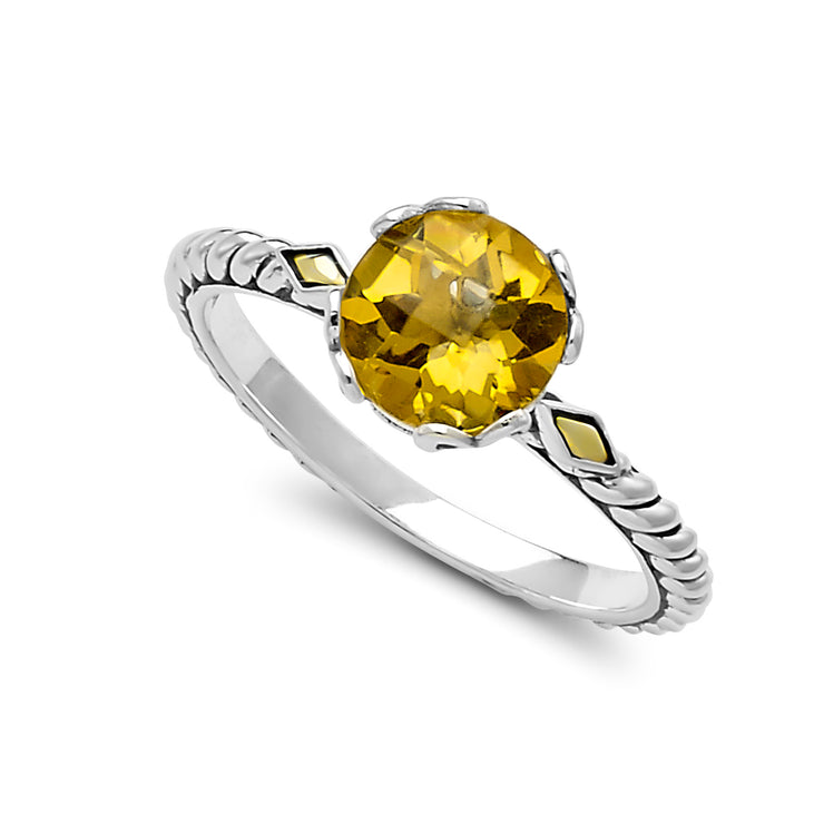 Sterling Silver And 18K Yellow Gold Two-Tone Citrine Ring