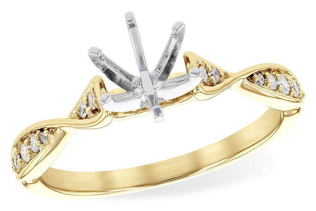 14 Karat Yellow Gold Semi-Mounting Cathedral Ring