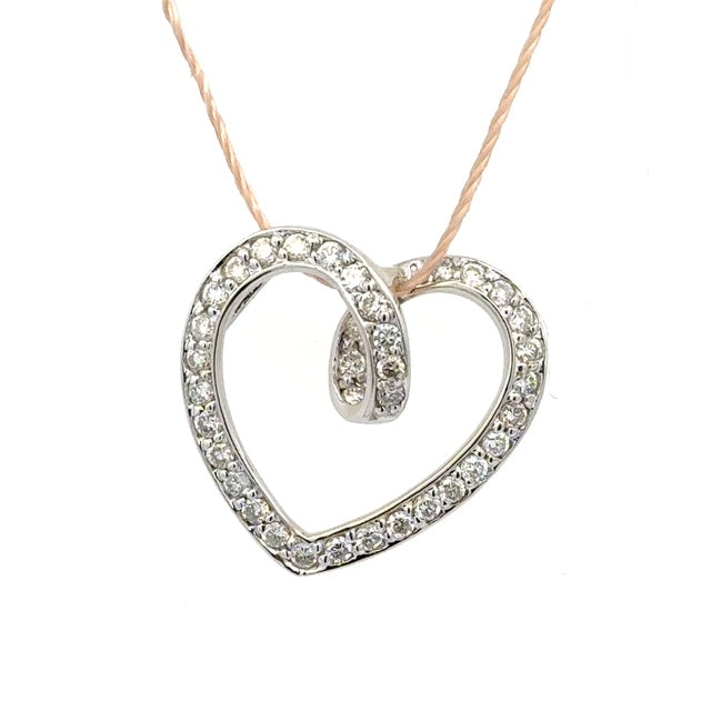 Estate Diamond Heart Slide Pendant