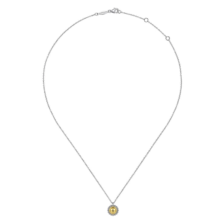 925 Sterling Silver and 14K Yellow Gold Fashion Pendant Necklace