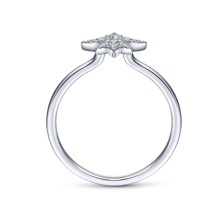 14K White Gold Diamond Starburst Ring