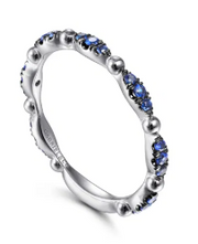 14K White Gold Cluster Sapphire and Bujukan Ball Stackable Ring
