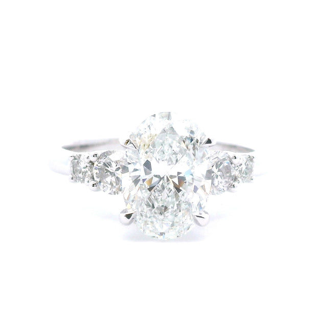 14 KT White Gold Rhodium Plated Engagement Ring