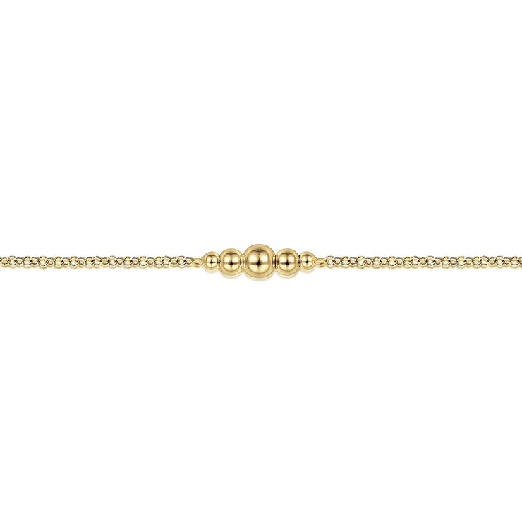 14K Yellow Gold Graduating Bead Stations Bracelet