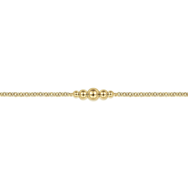 14K Yellow Gold Graduating Bead Stations Bracelet