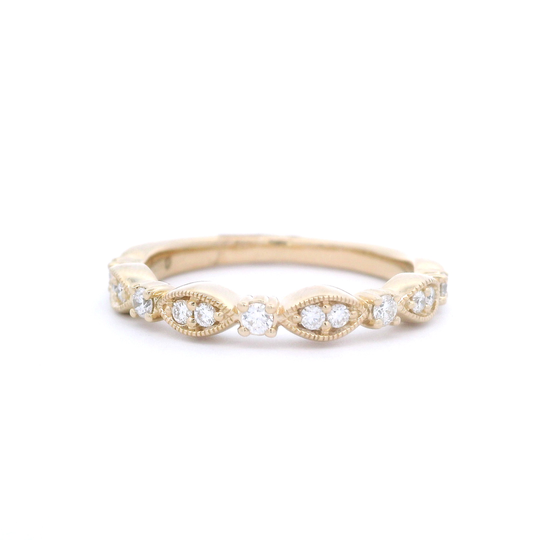 Diamond Wedding Band w/ Alternating Marquise & Round Shape