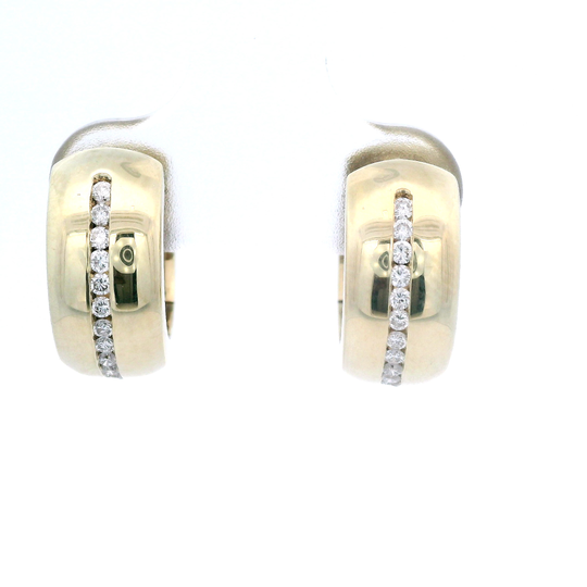 Estate Diamond Huggie Earrings Yellow Gold