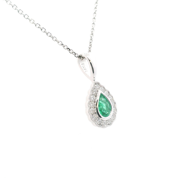 Pear Shape Emerald & Diamond Pendant