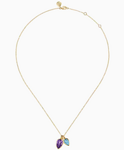 14K Yellow Gold Toi et Moi Blue Topaz and Amethyst Necklace