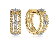 14K Yellow Gold Diamond Bujukan Huggie Earrings