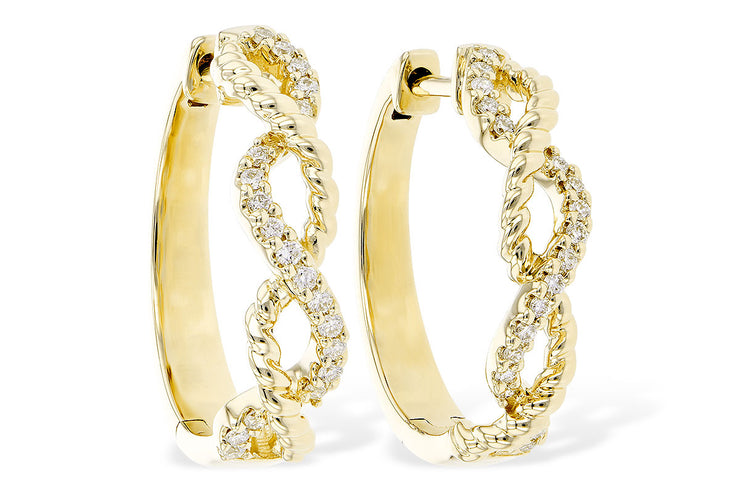 14 Karat Yellow Gold Diamond Hoop Earrings