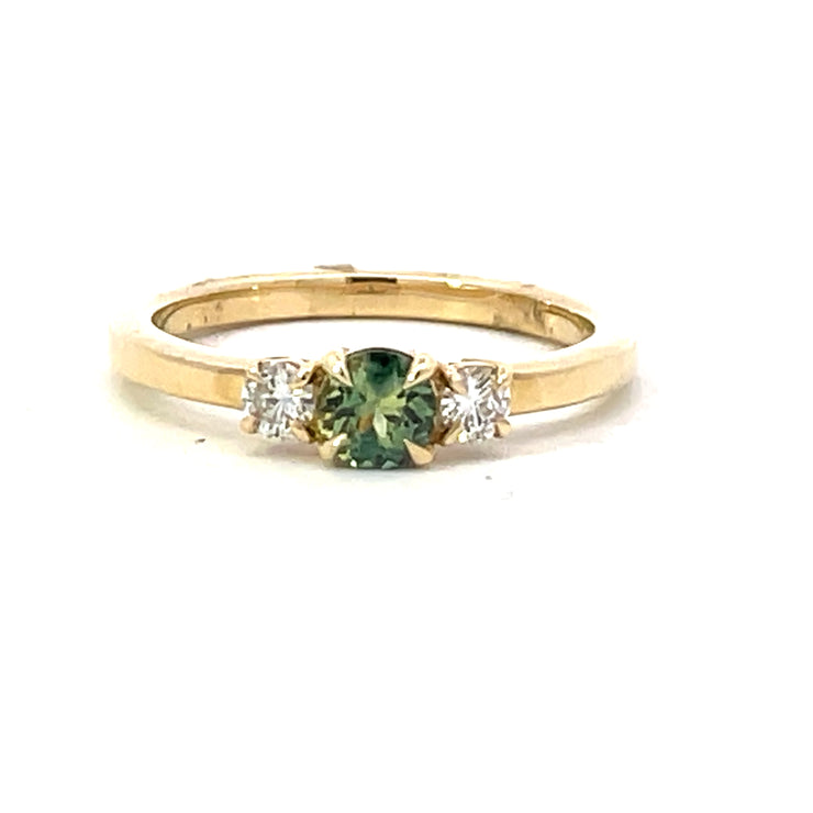 Green Sapphire & Diamond Ring