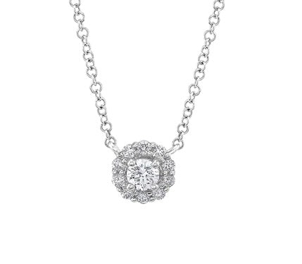 14 Karat White Gold/Rhodium Plated Halo Pendant