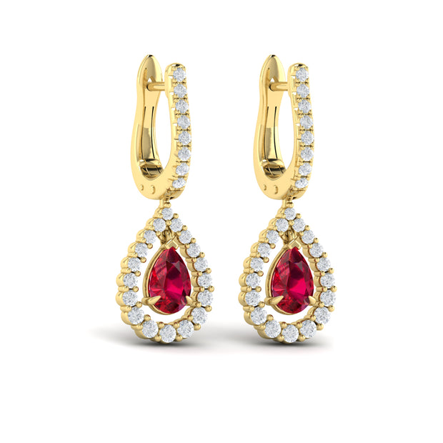 Ruby & Diamond Dangle Earrings