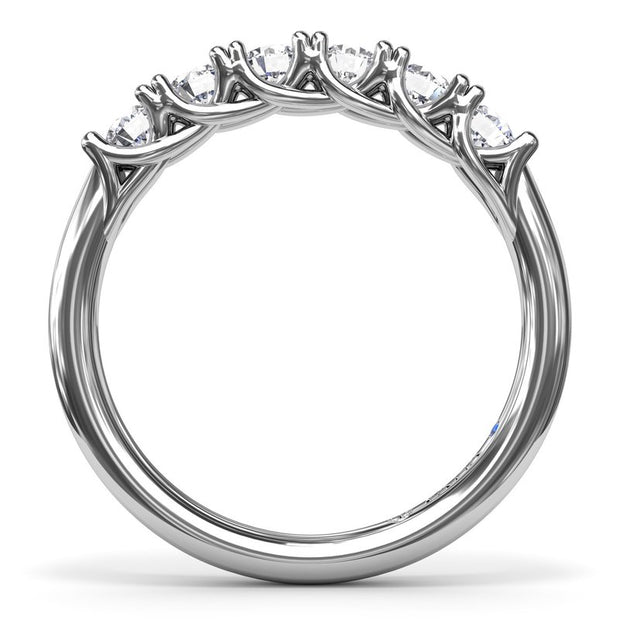 14 Karat White Gold Shared Prong Diamond Wedding Band