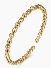 14K Yellow Gold Bujukan Diamond Split Bangle Bracelet